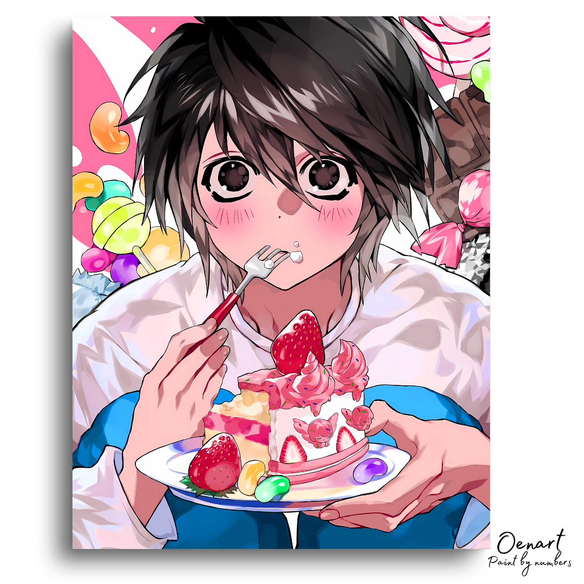 Death Note: Cute L Eating Cake - Anime Diamond Painting