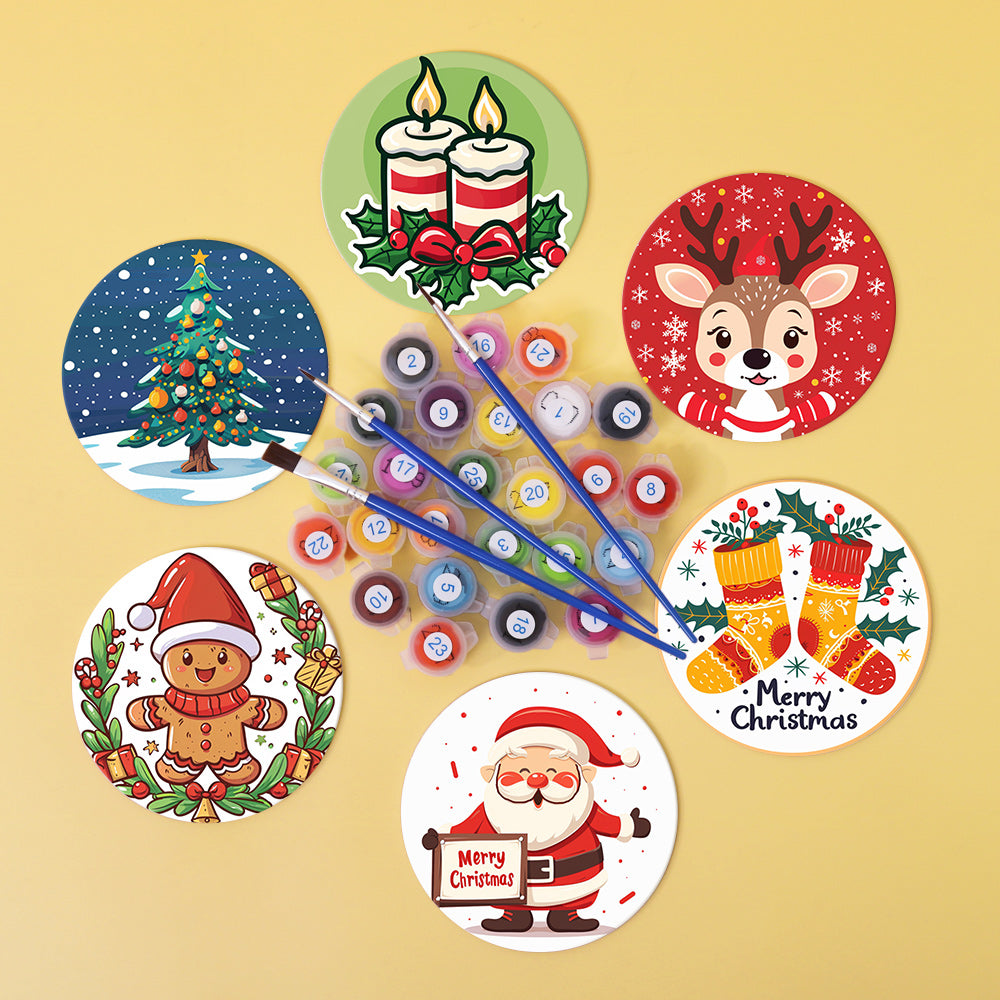 Christmas Vibe Paint by Numbers Coaster Set