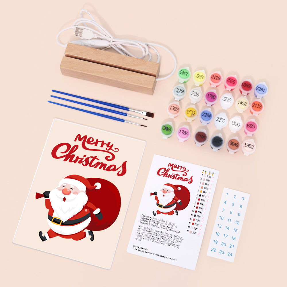 LED Santa Merry Christmas Paint by Numbers Kit