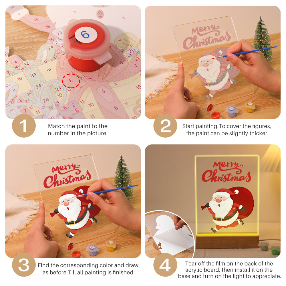 LED Santa Merry Christmas Paint by Numbers Kit