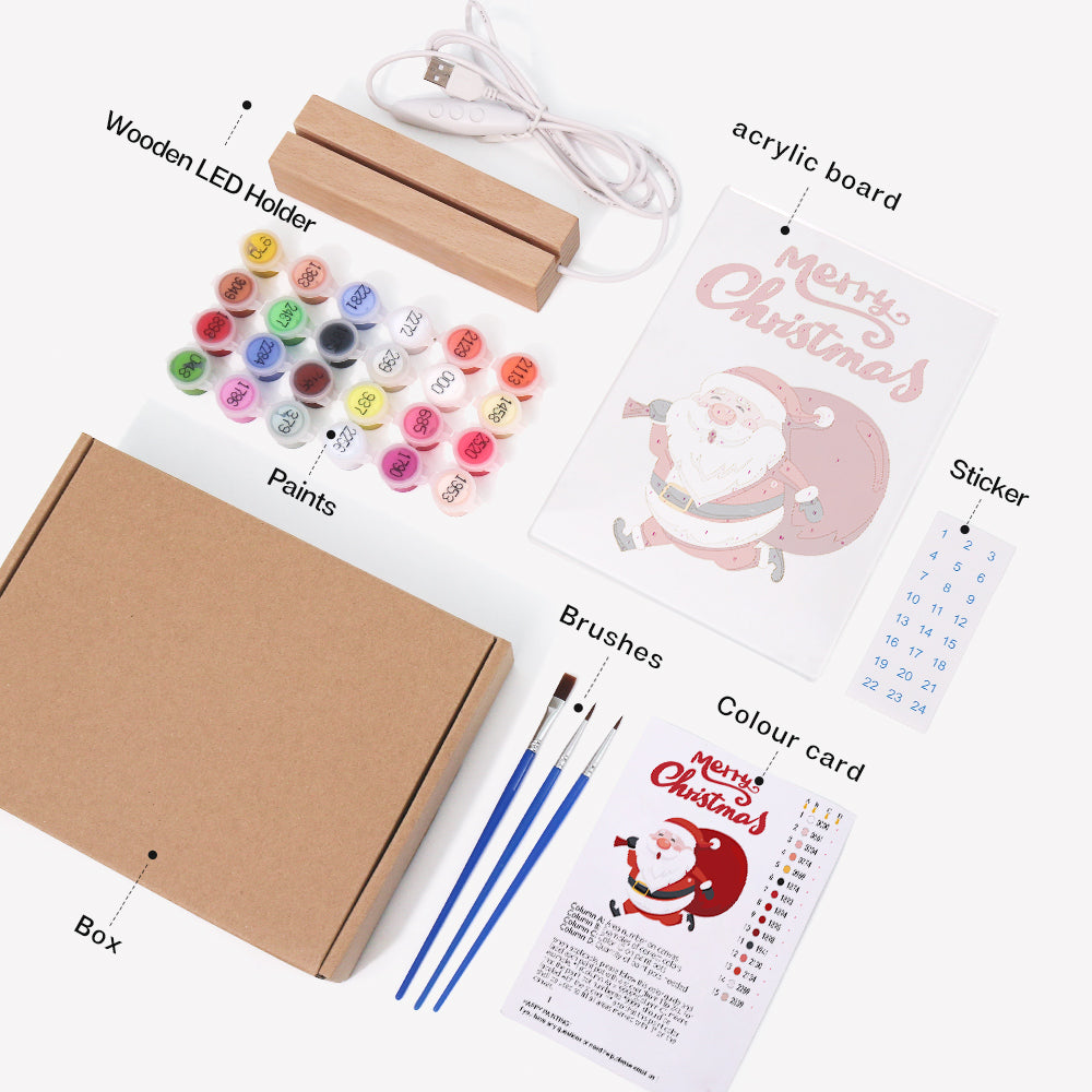 LED Santa Merry Christmas Paint by Numbers Kit