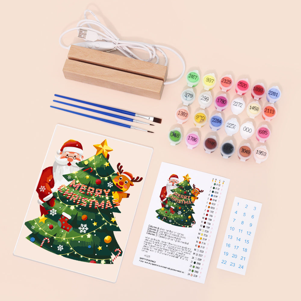 LED Santa & Christmas Tree Paint by Numbers Kit