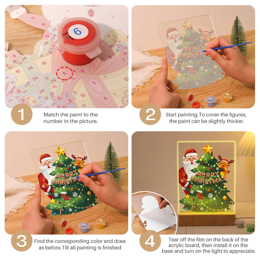 LED Santa & Christmas Tree Paint by Numbers Kit