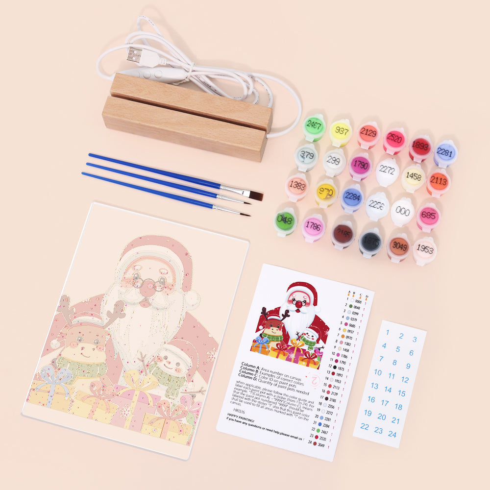 LED Santa & Reindeer Paint by Numbers Kit