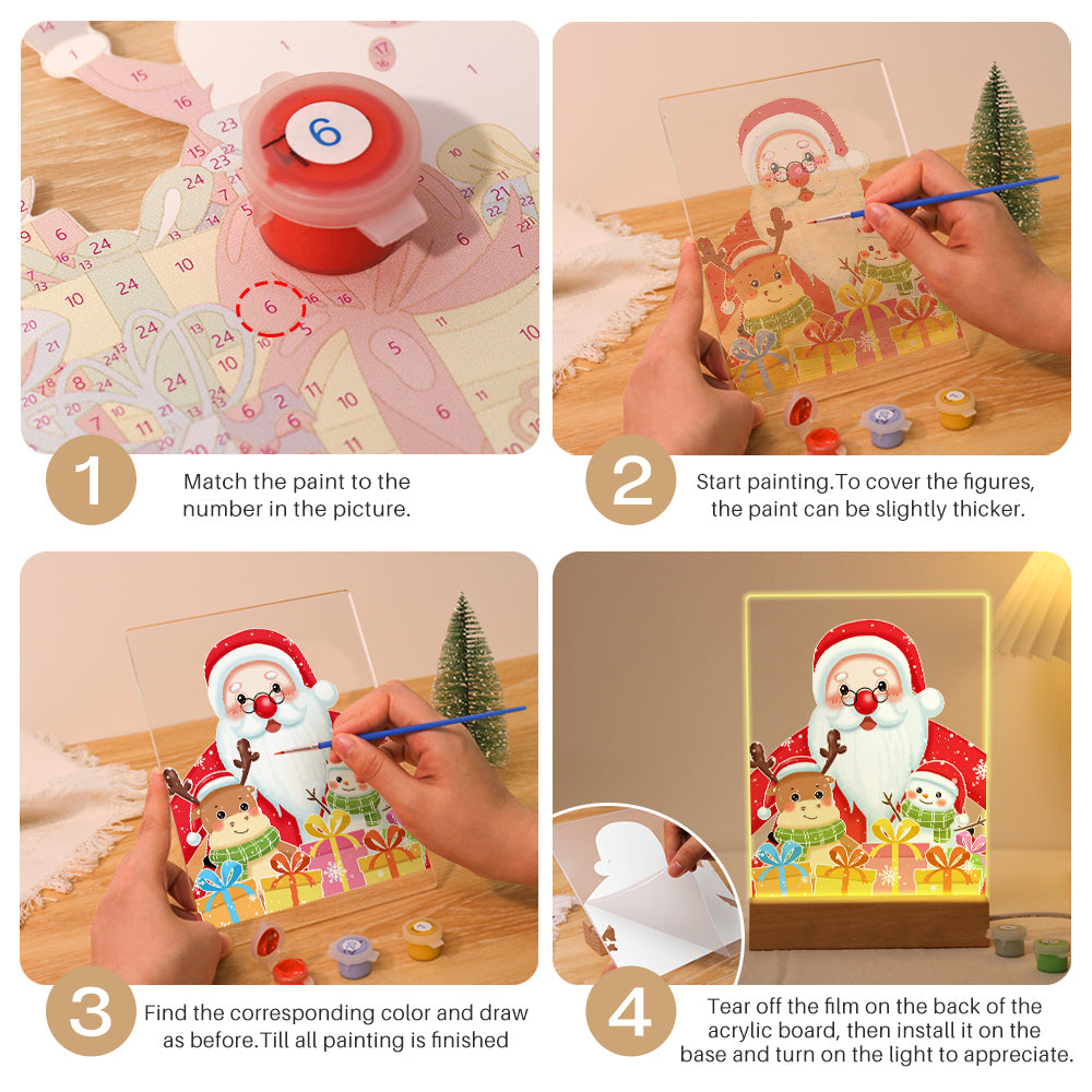 LED Santa & Reindeer Paint by Numbers Kit