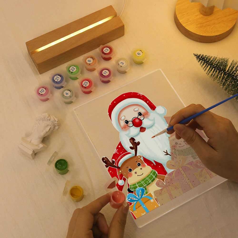 LED Santa & Reindeer Paint by Numbers Kit