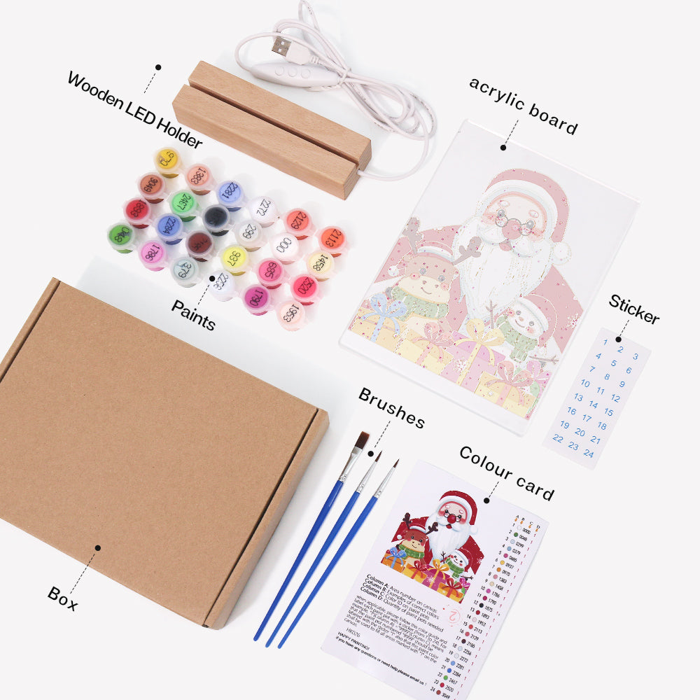 LED Santa & Reindeer Paint by Numbers Kit