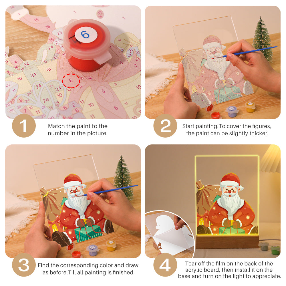 LED Santa with Gifts Paint by Numbers Kit