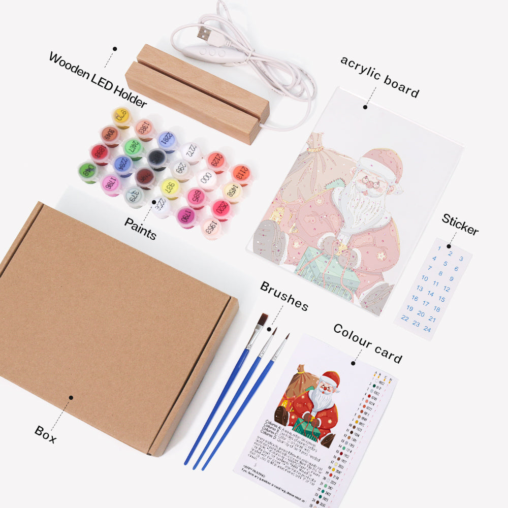 LED Santa with Gifts Paint by Numbers Kit