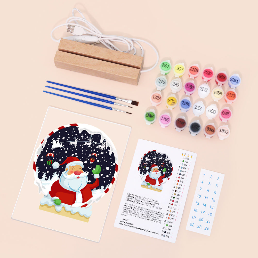 LED Santa Snow Globe Paint by Numbers Kit