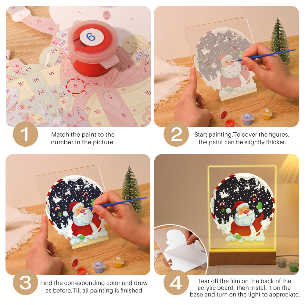 LED Santa Snow Globe Paint by Numbers Kit