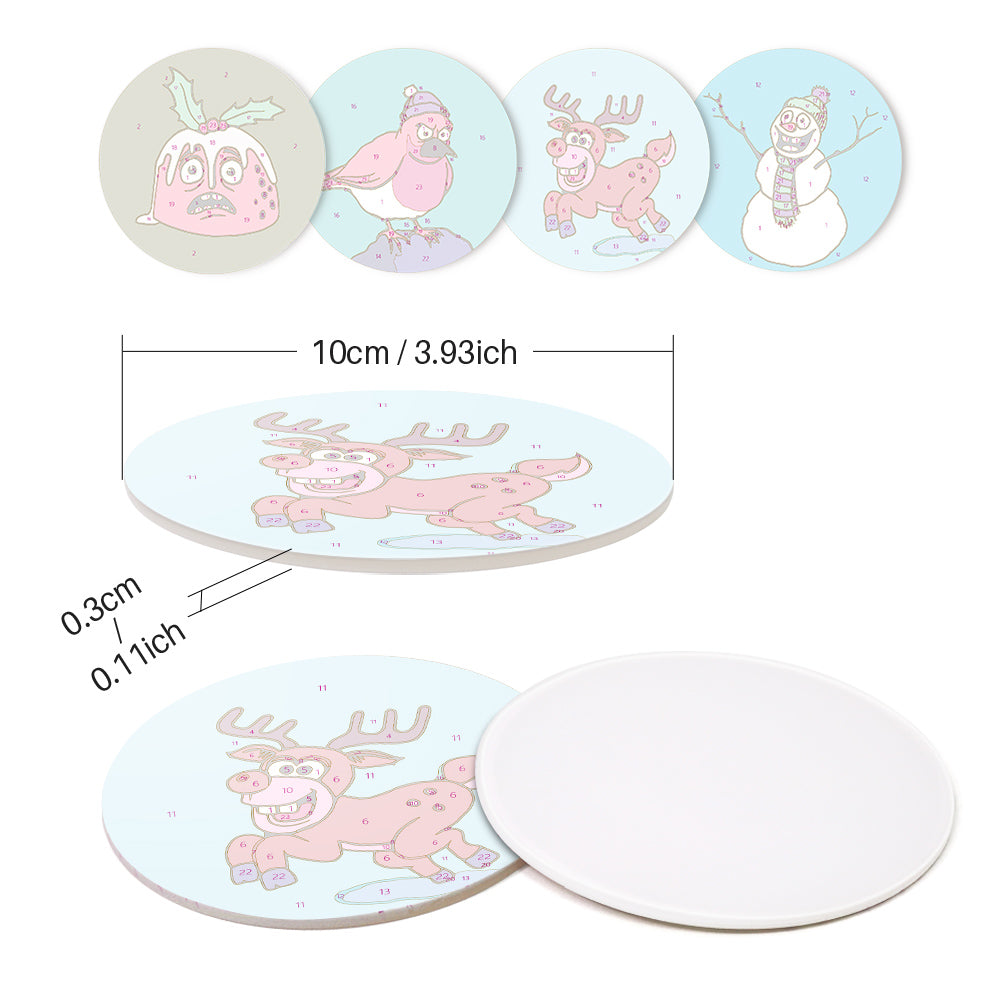 Snowman Paint by Numbers Coaster Set