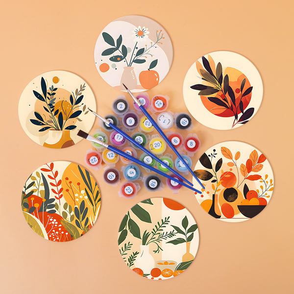 Leaf Paint by Numbers Coaster Set