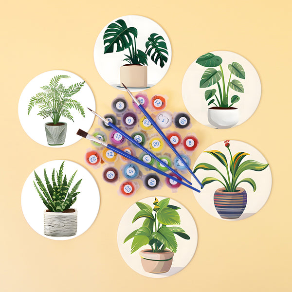 Plant Paint by Numbers Coaster Set