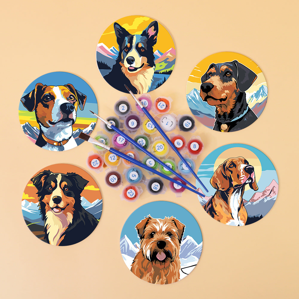 Dogs Paint by Numbers Coaster Set