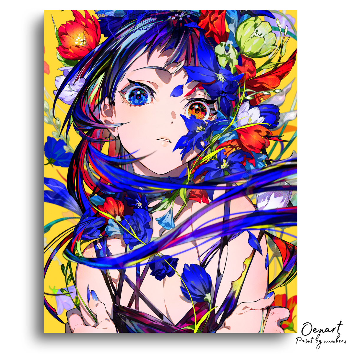 Cute Anime Girl with Flowers - Anime Painting Set