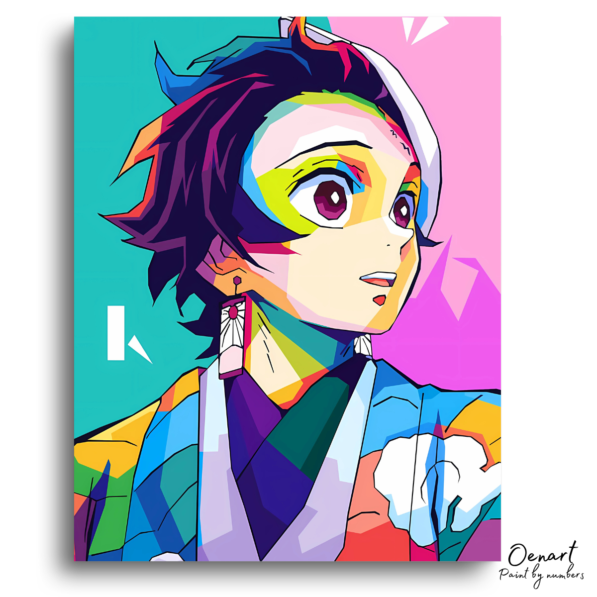 Demon Slayer: Tanjiro Kamado Wpap Pop Art - Anime Paint By Numbers Kit