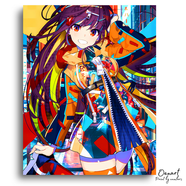 Anime Girl with Orange Dress - Anime Diamond Painting