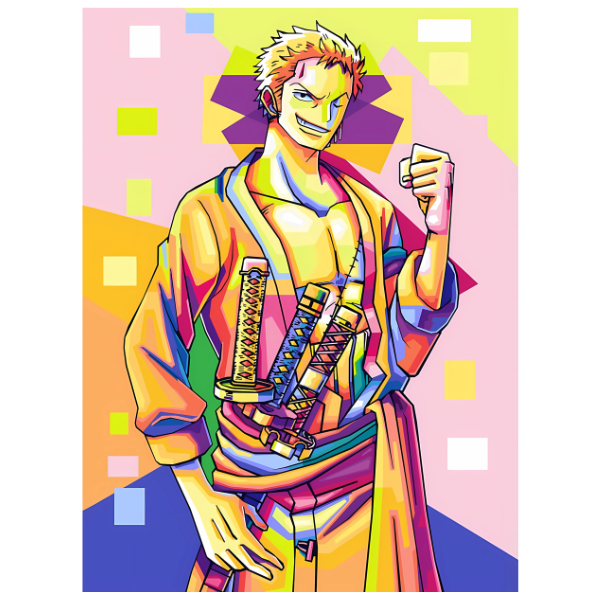 One Piece: Zoro Wpap Pop Art - Anime Paint By Numbers Kit