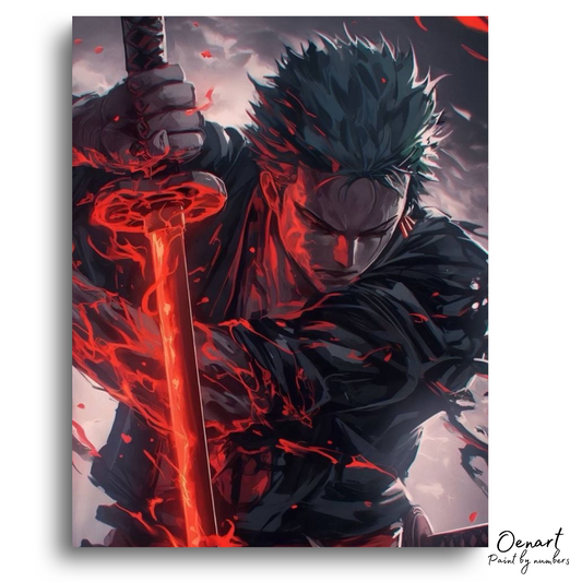 One Piece: Zoro Red Sword - Anime Paint By Numbers Kit
