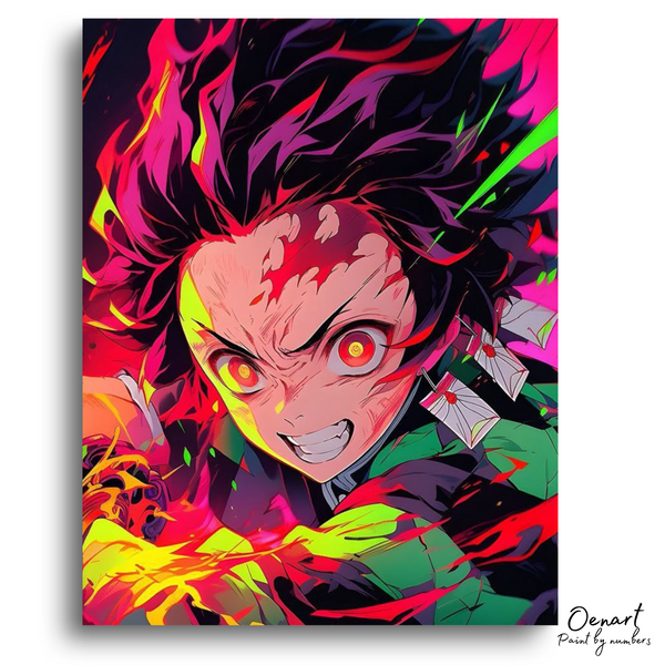 Demon Slayer: Tanjiro Red Eye - Anime Diamond Painting