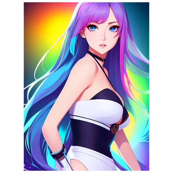 Cute Anime Girl with Colorful Hair - Anime Paint By Numbers Kit