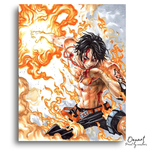 One Piece: Ace On Fire - Anime Paint By Numbers Kit