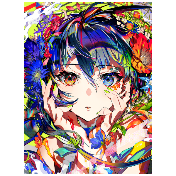 Kawaii Anime Girl with Flowers - Anime Painting Set
