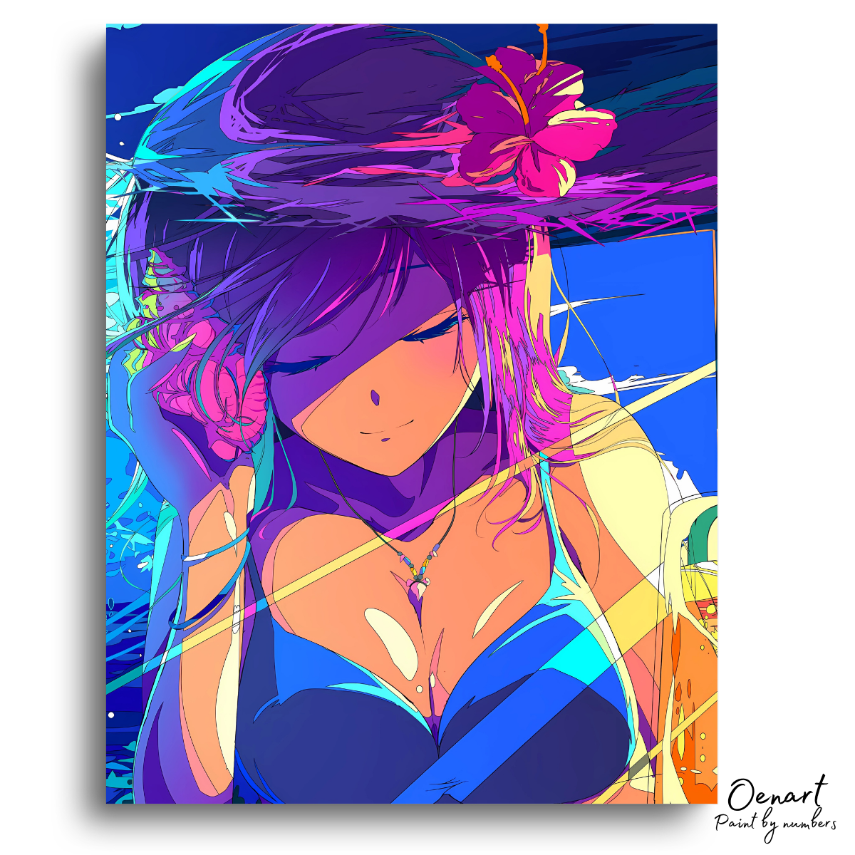 Cute Anime Girl with Blue Swimsuit - Anime Paint By Numbers Kit