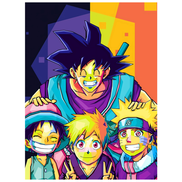 Goku Luffy Naruto and Ichigo - Anime Painting Set