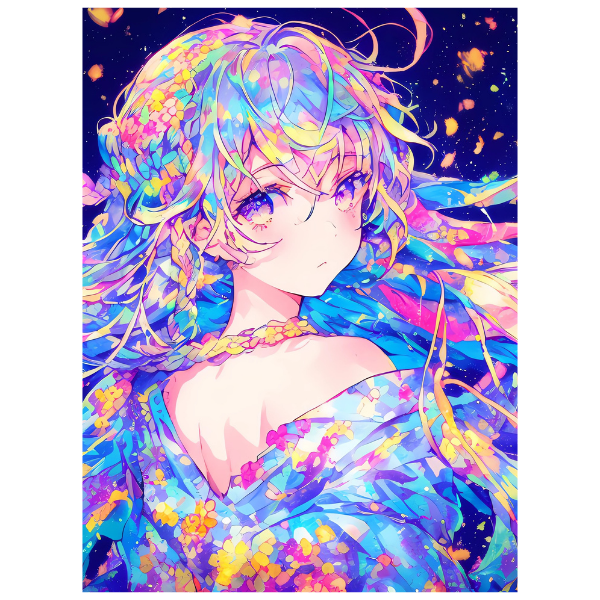 Anime Girl Wearing Floral Dress - Anime Diamond Painting