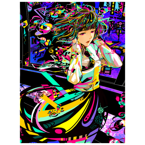 Anime Art: Colorful Girl - Anime Diamond Painting