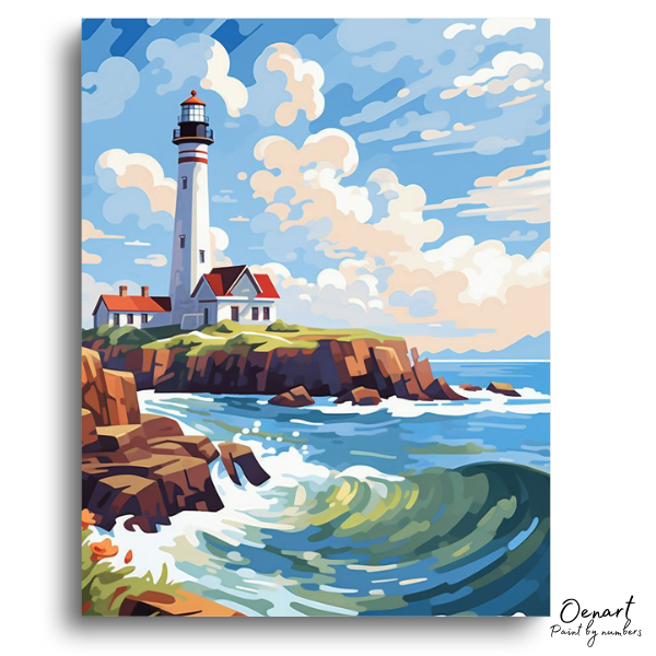 Lighthouse and Waves: Paint By Numbers Kit