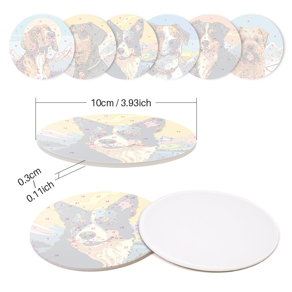 Dogs Paint by Numbers Coaster Set