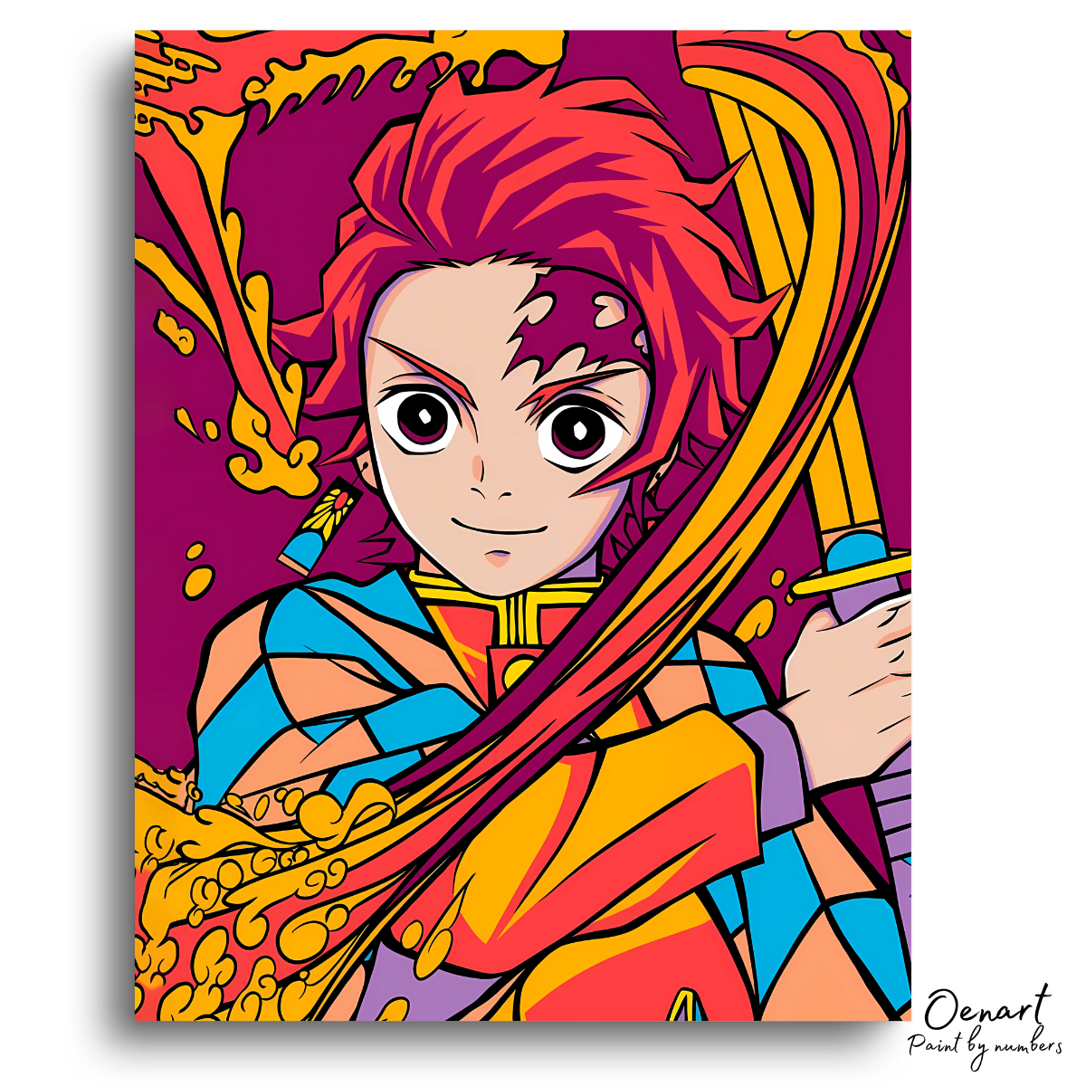 Demon Slayer: Tanjiro Dragon Dance - Anime Paint By Numbers Kit