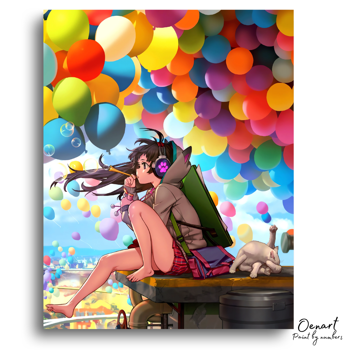 Cute Anime Girls with Balloons - Anime Painting Set