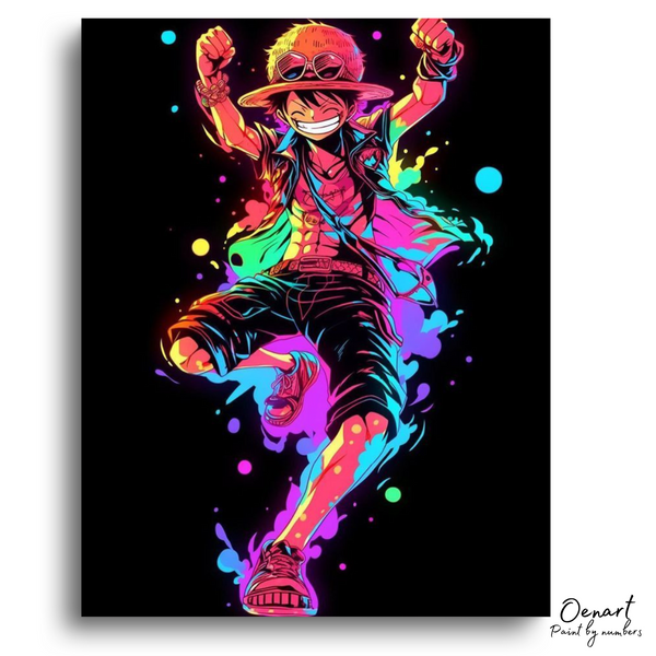 One Piece: Luffy Rainbow Splashed - Anime Diamond Painting