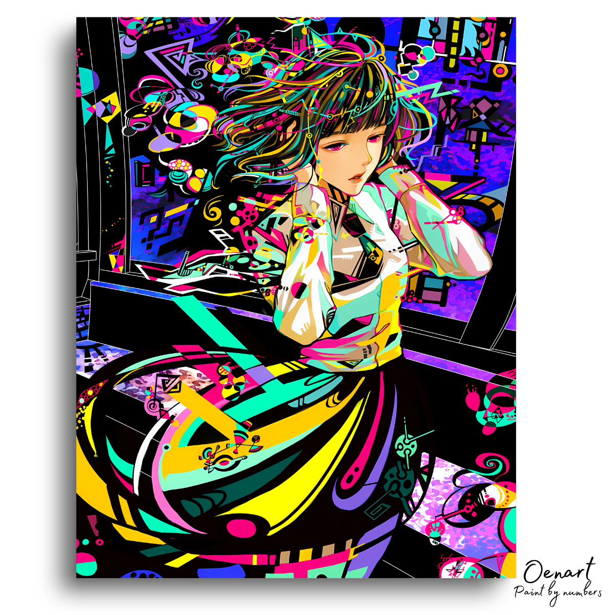 Anime Art: Colorful Girl - Anime Diamond Painting