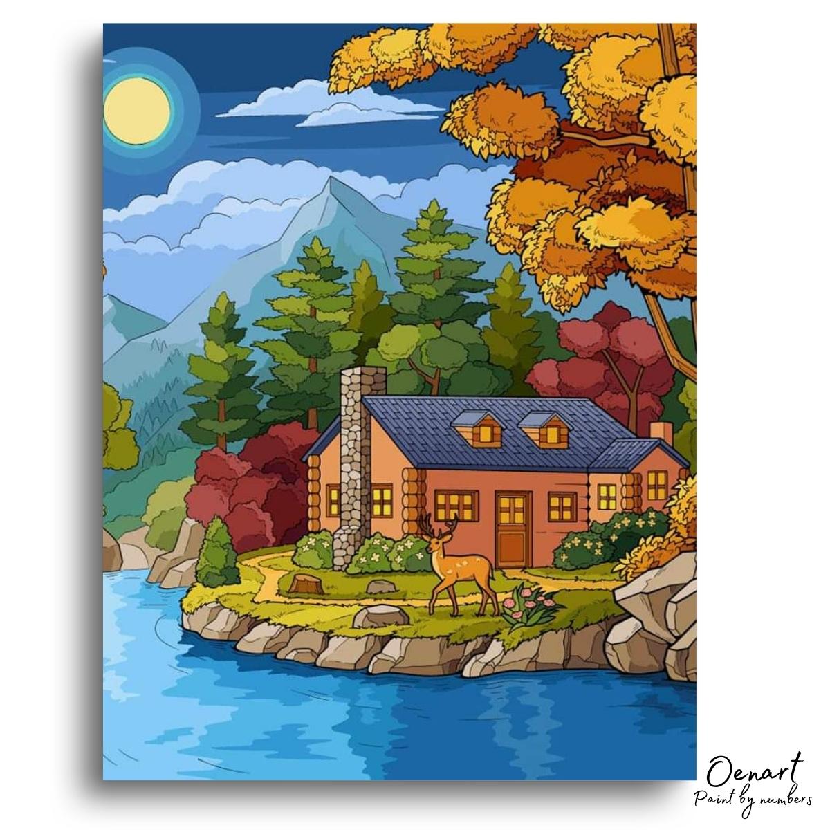 Cabin By Night - Paint By Numbers Kit