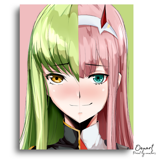 Code Geass - Darling in the FranXX: CC & Zero Two - Anime Diamond Painting