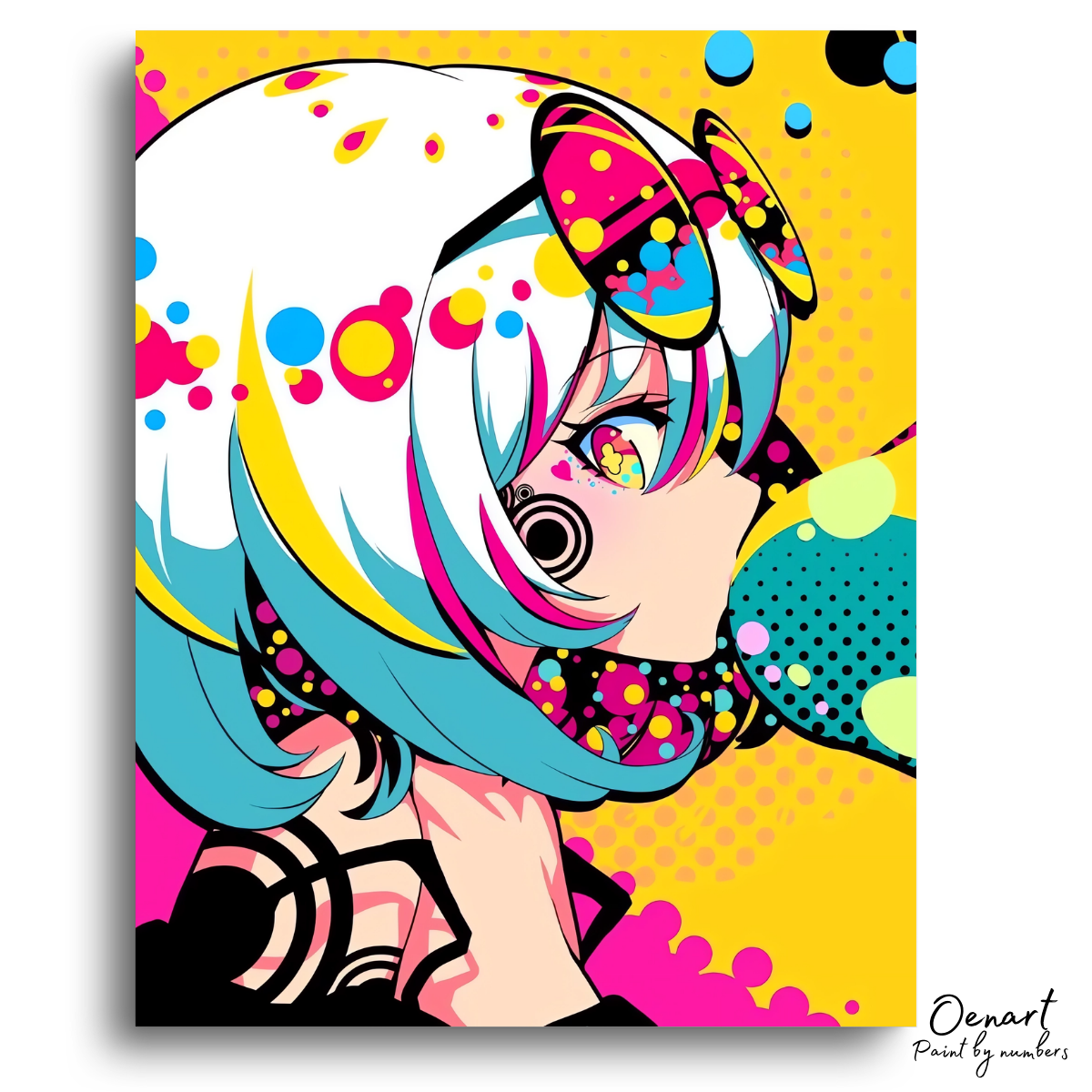 Colorful Anime Girl with Bubble Gum - Anime Paint By Numbers Kit