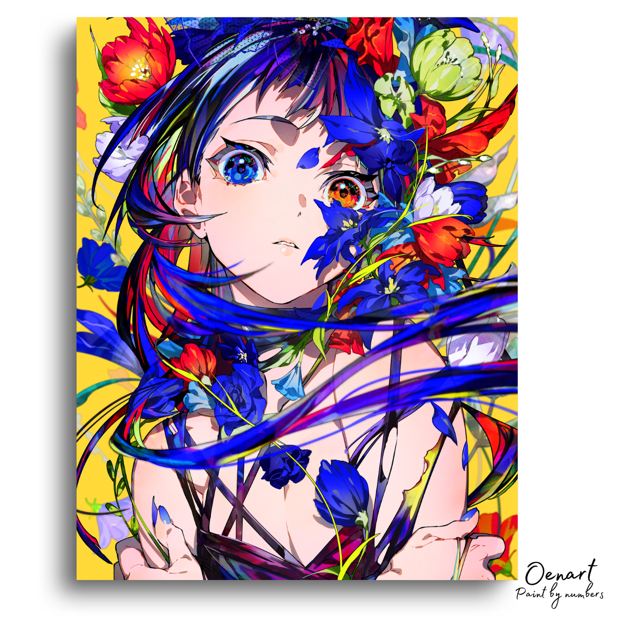 Cute Anime Girl with Flowers - Anime Diamond Painting