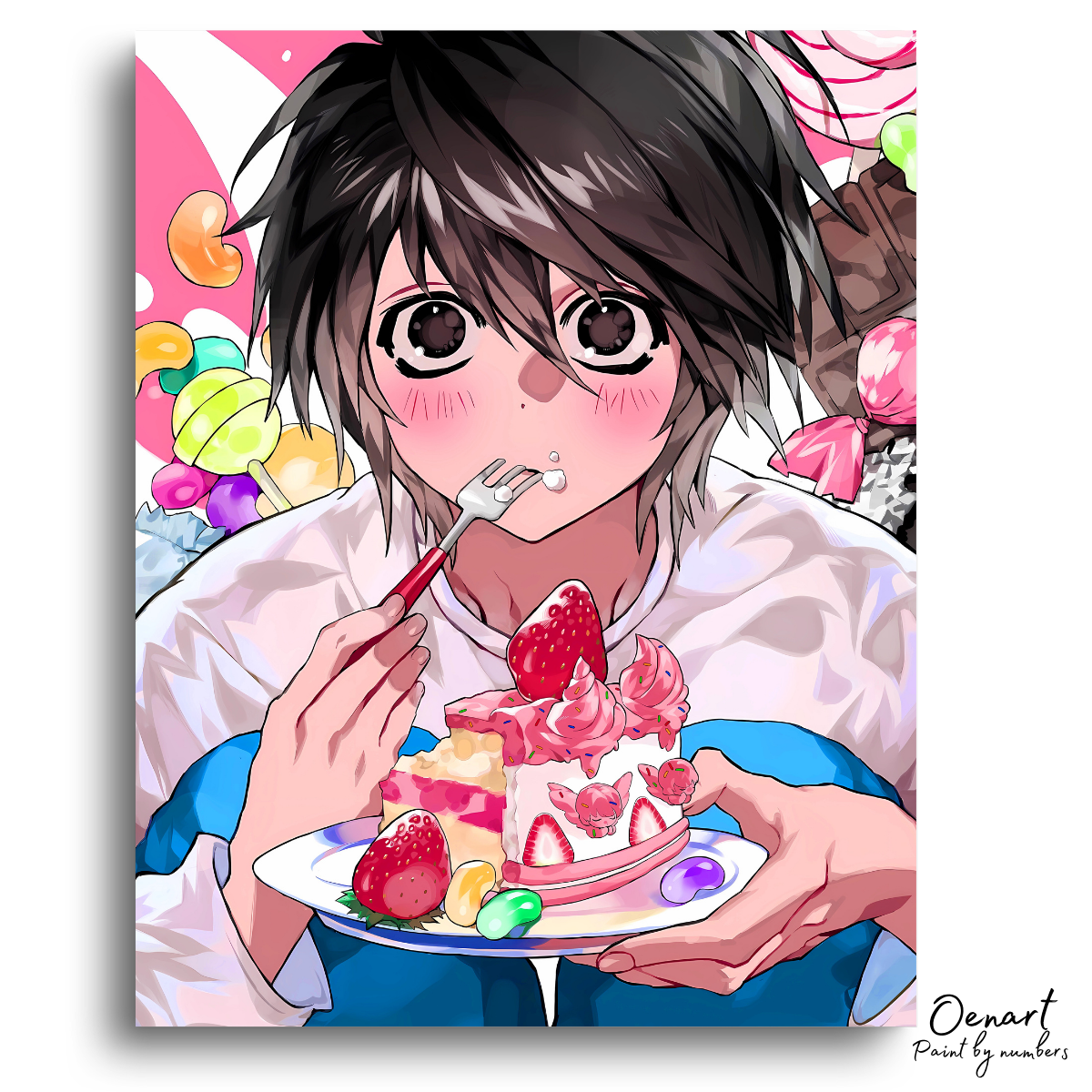 Death Note: Cute L Eating Cake - Anime Paint By Numbers Kit