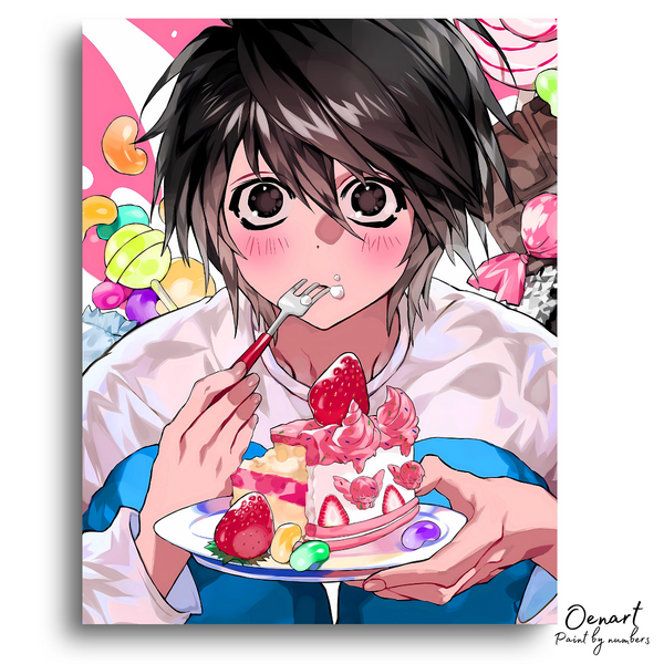 Death Note: Cute L Eating Cake - Anime Paint By Numbers Kit