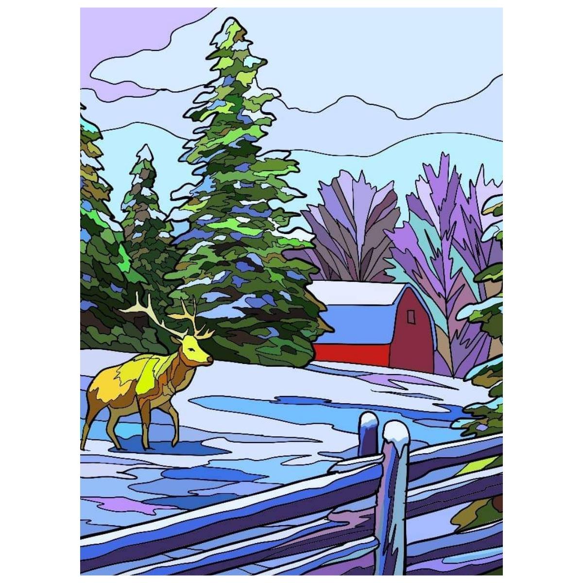 Deer In The Snow: Paint By Numbers Kit