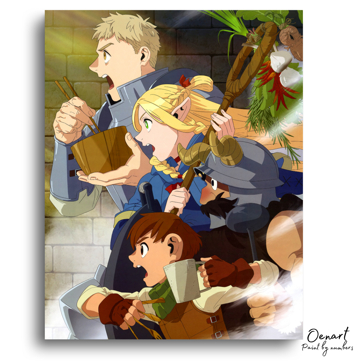 Delicious in Dungeon: Laios, Chilchuck, Senshi and Marcille - Anime Paint By Numbers kit