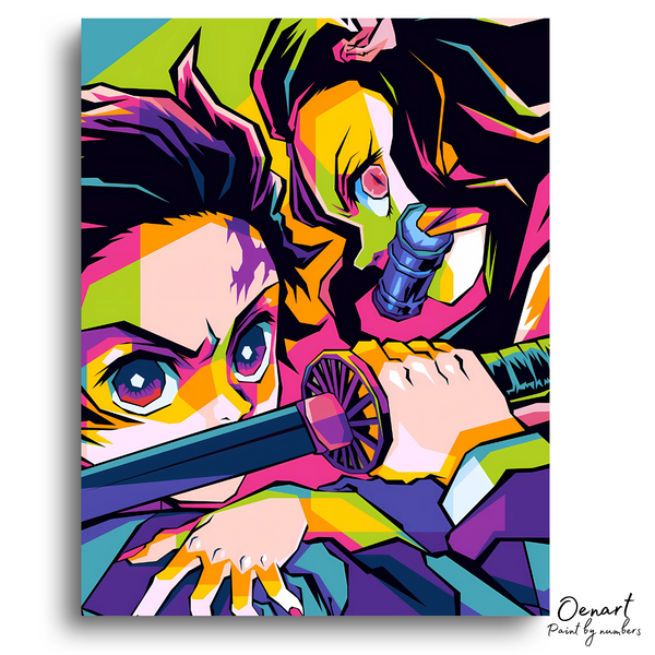 Demon Slayer: Tanjiro and Nezuko Pop Art - Anime Paint By Numbers Kit