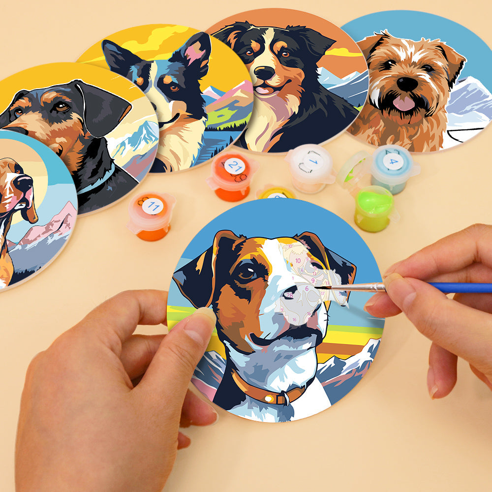 Dogs Paint by Numbers Coaster Set