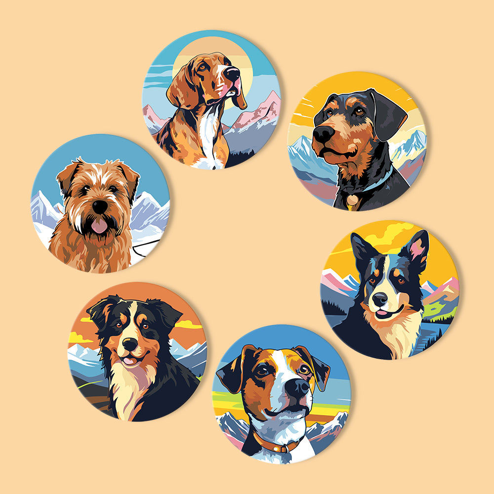 Dogs Paint by Numbers Coaster Set