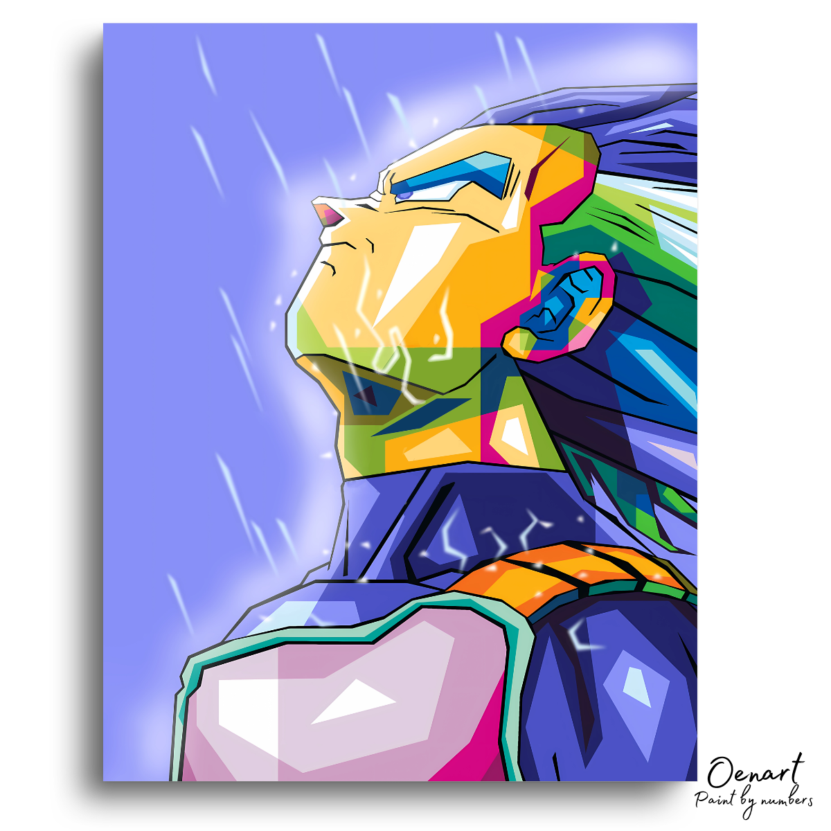 Dragon Ball Z: Vegeta in the Rain Pop Art - Anime Paint By Numbers Kit